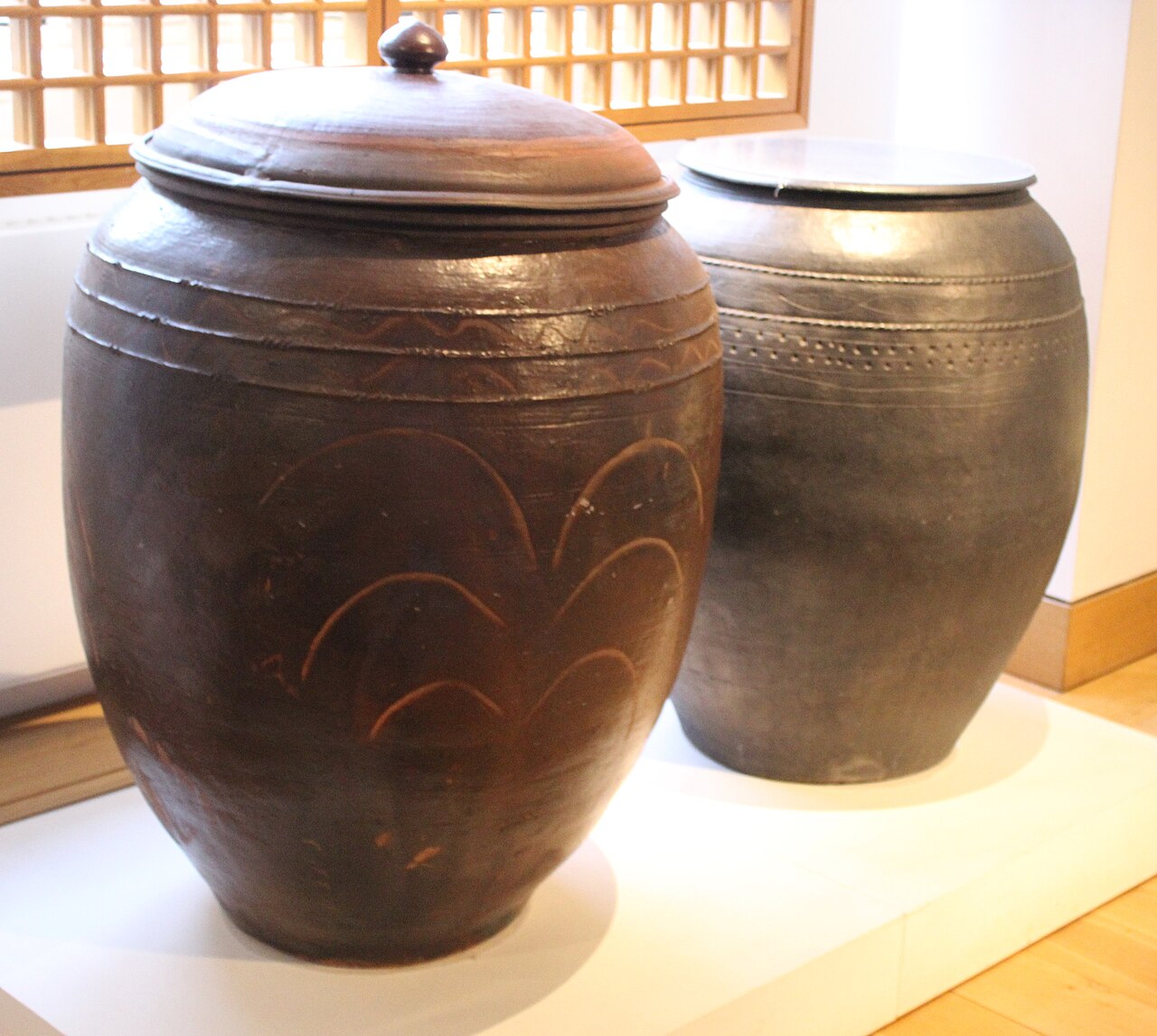 Onggi earthen jars used to ferment doenjang in Korea
